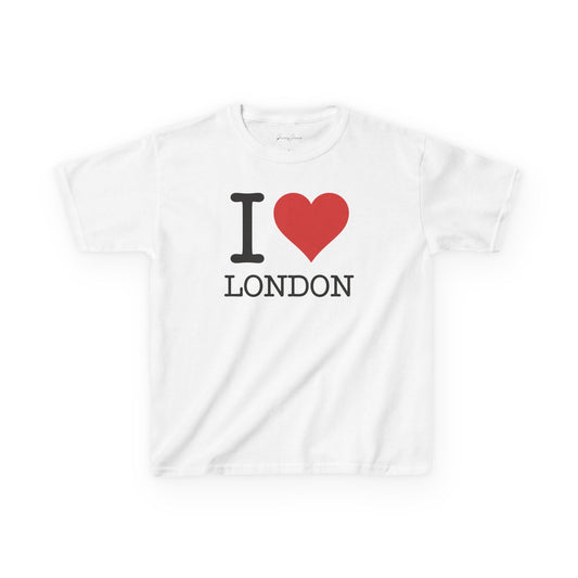 White baby tee with “I Love London” graphic and red heart – bold Y2K-inspired crop top for women, trendy travel aesthetic cotton shirt by Gracey Jeans