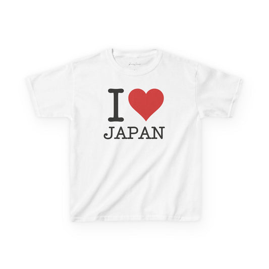 White baby tee with “I Love Japan” graphic and red heart – bold Y2K-inspired crop top for women, trendy travel aesthetic cotton shirt by Gracey Jeans